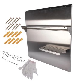 29.5 X 29.5 Inch Stainless Steel Range Hood Wall Shield with Backsplash Storage Shelf Kitchen Range Partsdefault: default title