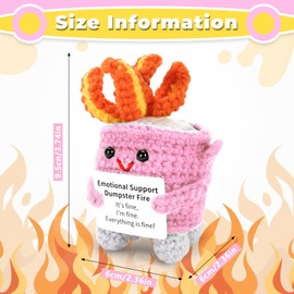 Dalycro Emotional Dumpster Crochet Fire Handmade Dumpster Doll with Positive Words for Friends and Family Room Decor(Pink)