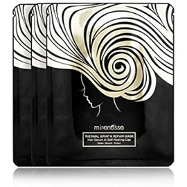 Mirenesse Thermal Wrap & Repair Hair Mask, Super Hydrating with Hair Growth Serum, Self Heating Foil Cap Deep Conditioner for Dry Damaged Colored Hair, Organic Coconut & Argan Oil 1.4oz (3 Pack)