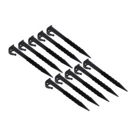 Audio Fan Plastic Pegs, Tent Tarps, Camping, Black, Sand, Soil, Sights, 5.7 inches (14.5 cm), Super Strong Pegs Against Sand, Set of 10