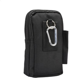DFV mobile - Multi-Functional Vertical Stripes Pouch 4 Bag Case Zipper Closure for Unitech PA720 (2020) - Black (19 x 11.5 cm)