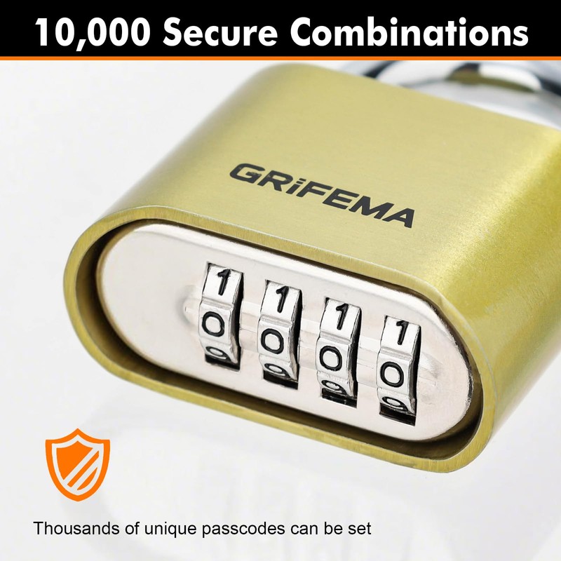 GRIFEMA GA1007 Combination Padlock, Gold
