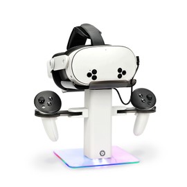 Growalleter Charging Dock for Oculus/Meta Quest 3S/Quest 3/Quest 2/Quest Pro Accessories, LED RGB Light, Vertical Charging Stand and Controller Holder - Charging for VR Headset Only (White)