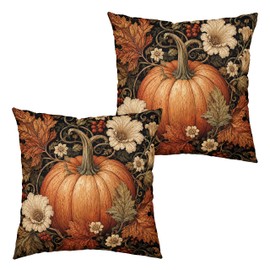 Kwlegh Vintage Fall Pillow Covers 18x18 Set of 2 Autumn Burnt Orange Pumpkin Throw Pillow Covers Thanksgiving Pillowcase Double Sided Printing Cushion Case for Couch Sofa Indoor Outdoor
