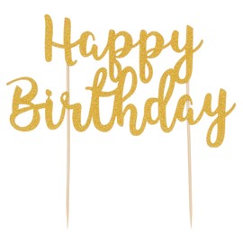 Mason Cash Mason Cash Gold Happy Birthday Glitter Cake Topper, 30 x 21 cm