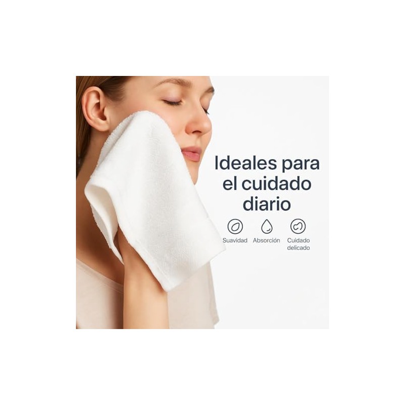 Toallas Faciales Blanco 100 Algodón Suaves Absorbentes Hotel Piezas