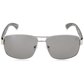 Timberland Men's Navigator Sunglasses, Shiny Light Nickeltin/Smoke Polarized, 64mm
