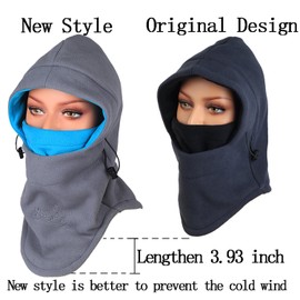 Purjoy Multipurpose Use 6 in 1 Thermal Warm Fleece Balaclava Hood Police Swat Ski Bike Wind Stopper Full Face Mask Hats Neck Warmer Outdoor Winter Sports Snowboarding Cap(Grey+Blue)