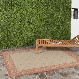 Safavieh Courtyard Collection CY1502 Indoor/ Outdoor Area Rug, 5'3" x 7'7", Natural / Terra