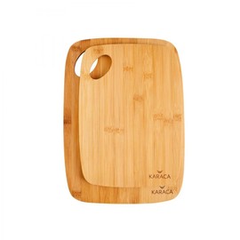 Karaca Karya Bamboo Chopping Board Set, 2 Piece, Kitchen Cutting Board, Wooden Chopping Boards, Board with Handle, Chopping Boards for Kitchen, Practical, Easy Cleaning, Board for Kitchen