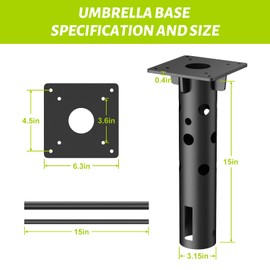 In-ground Umbrella Base, Cantilever Umbrella Base, Universal Stainless Steel Outdoor Umbrella Stand for Lawns, Terraces, Gardens, Cafes, Pool