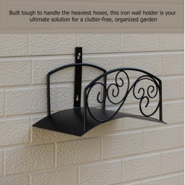 Gardenised Metal Wall-Mount Classic Swirl Hose Holder Heavy-Duty Outdoor Hanger and Water Hose Organizer with Sturdy Reel Hooks & Screws for Yard Lawn Garden Patio Landscaping and Home Use, Bronze