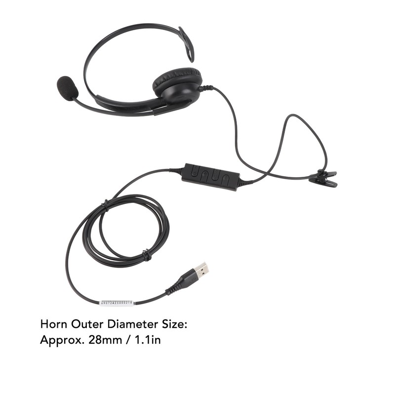 Single Ear Headset Comfortable Lightweight Noise Canceling Wired Computer Headset