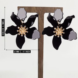 ANDPAI Unique Bohemian Oversized Acrylic Resin Flower Dangle Drop Earrings Retro Large Hawaii Flower Lei Earrings for Women Statement Jewelry Gifts, Resin