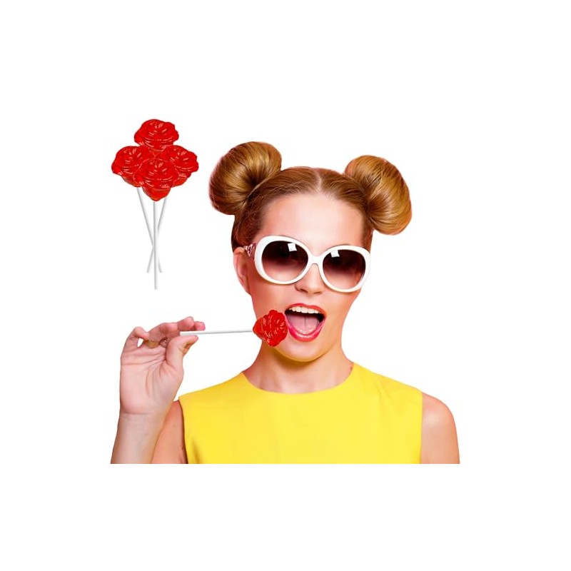 Fruidles Charming Roses Lollipops, Large Lollipop Sucker, Red Cherry Flavor,