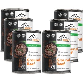MOUNTAIN ESSENTIALS Ground Beef 14 Oz Fully Cooked Ready to Eat Hamburger Meat Emergency Survival Bulk Food Storage Canned Meat Perfect for Quick Meals 5 Years Shelf Life Made in USA Pack of 6