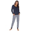 Ladies Pyjamas Set Jogging Style Lounge wear (Navy Stripe, L)