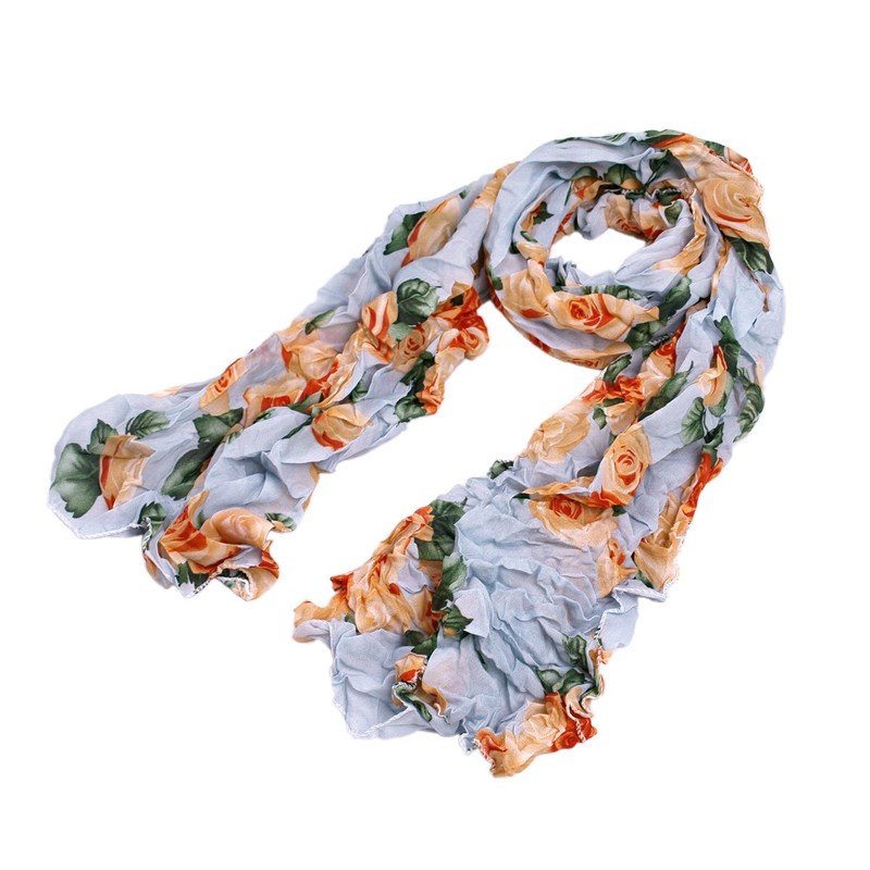 Elegant Featherweight Roses Floral Scarf, Gray