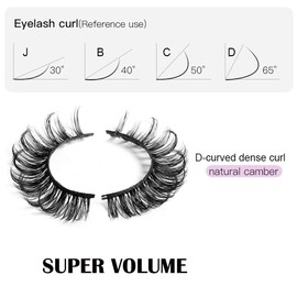 Andy's Orchids 11-17mm False Eyelashes, DD Curl 3D Mink Hair, Reusable Russian Volume Natural Super Volume Wispy Fluffy Fake Lashes Strip Lashes 10 Pairs