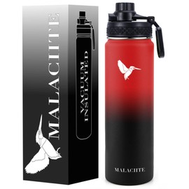 MALACIITE 22 oz Insulated Water Bottle - Stainless Steel Water Bottles - Water Bottles for School - Metal Water Bottles (Red)