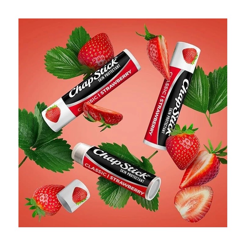 ChapStick Lip Care, Classic Strawberry 24-Count – Bulk Lip Balm,