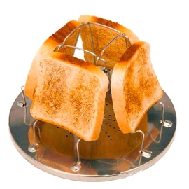 EZYoutdoor Camping Toaster for Gas Stove – 4-Slice Stainless Steel Stovetop Bread Toast Rack for Outdoor Cooking, Hiking, BBQ, and Picnics – Compact and Portable Camp Stove Toaster