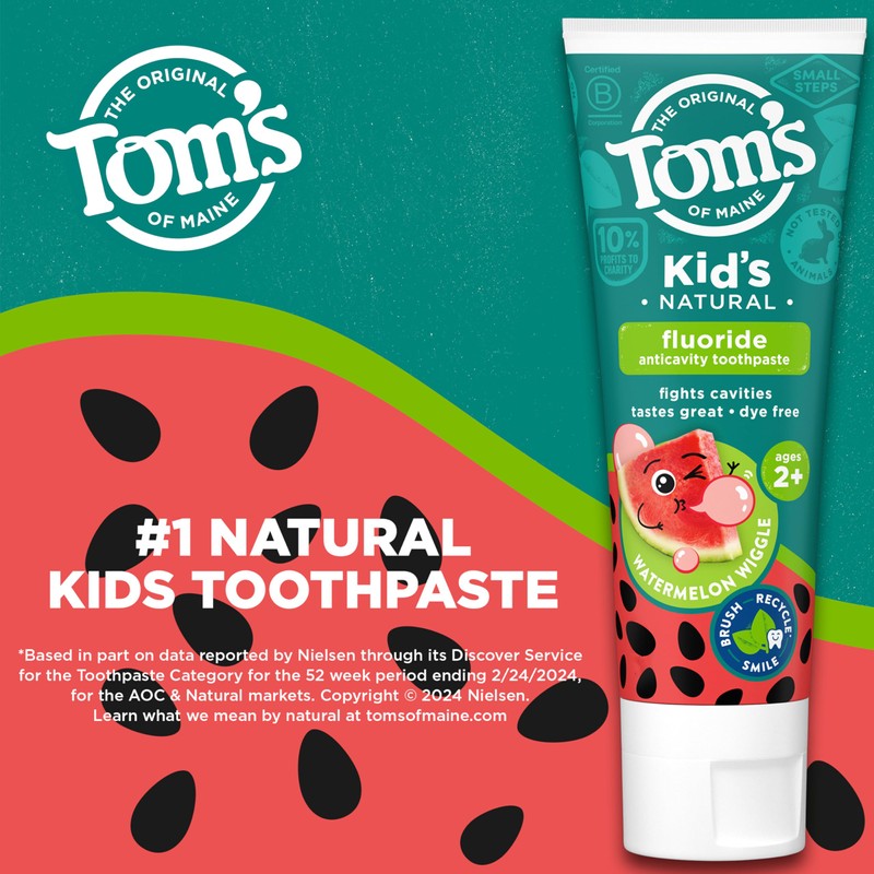 Tom’s of Maine Watermelon Wiggle Kids Toothpaste with Fluoride, Kids