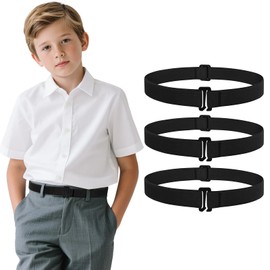 JASGOOD 3 Pack Kids No Show Stretch Belt for Boys Girls Jeans invisible Nickel Free Elastic Belt with Flat Buckle
