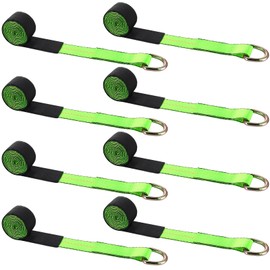 Wowangce 8 Pack Lasso Tow Strap with D Ring and Protective Sleeve 2" x 8ft Tow Truck Accessories 11,000 Lbs Break Strength Auto Tie Down Auto Hauler for Wheel Lift Trailer (Green)