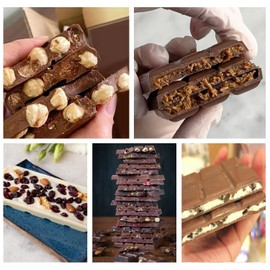 Chocolate Molds,Chocolate Bar Mold Deep,For Filling Knafeh Dubai Pistachio Chocolate Mold,Square Deep Chocolate Bar Mold,Thick Chocolate Molds Silicone,With 100 Storage Bags and Plastic Scraper