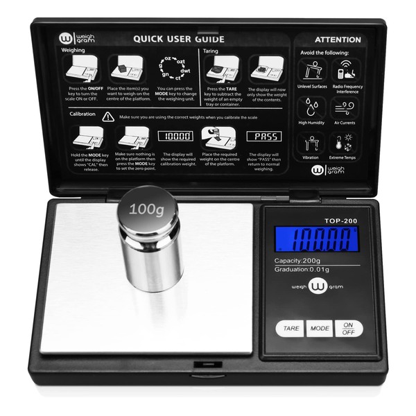 Weigh Gram 200g Digital Pocket Gram Scale 0.01g Accuracy, 200g