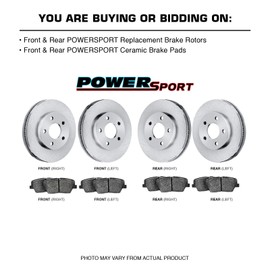 PowerSport Front Rear Brakes and Rotors Kit |Front Rear Brake Pads| Brake Rotors and Pads| Ceramic Brake Pads and Rotors |fits 2009-2010 Pontiac Vibe, 2009-2013 Toyota Matrix, 2009-2019 Toyota Corolla