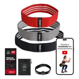 Hip Bands 3 Ligas Bandas Resistencia Para Glúteos Piernas Ejercicio Crossfit Con Bolsa Guía Entrenamiento Tela Premium