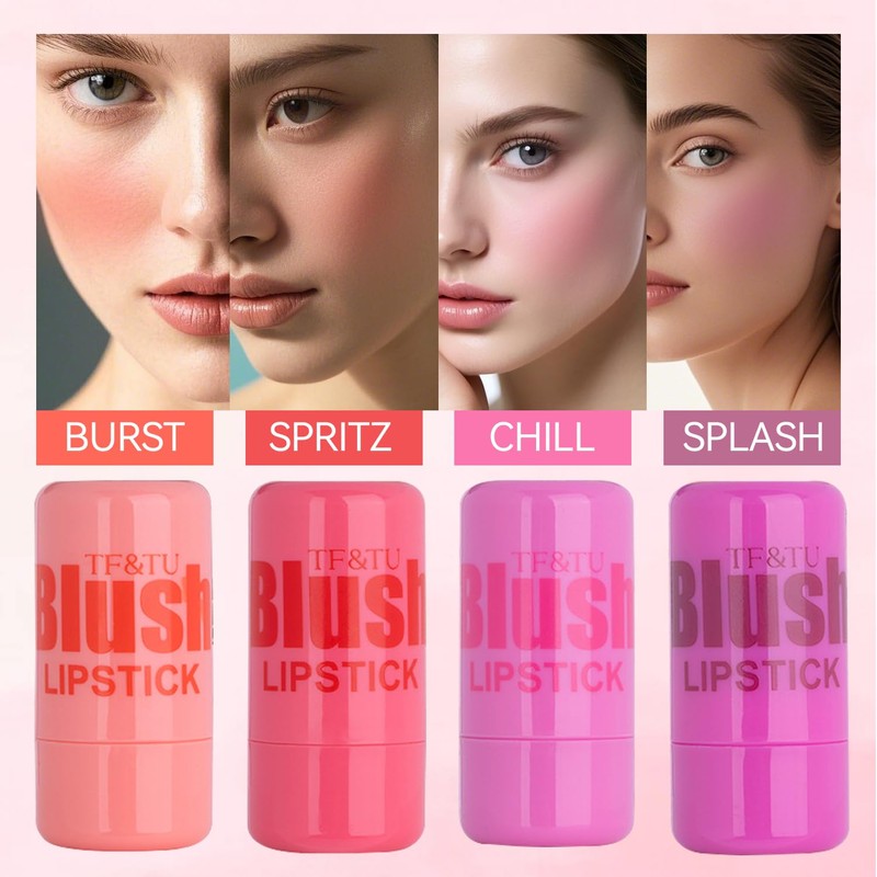 4 Pcs Jelly Blush Stick, 3 in 1 Milk Jelly