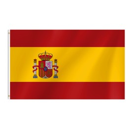 Spain Flag, 3x5 Ft Spanish Flag, Vivid Color Fade Resistant With Brass Grommets for Party Parades Sports Events Patriotic Holidays Outdoor Indoor Decorations