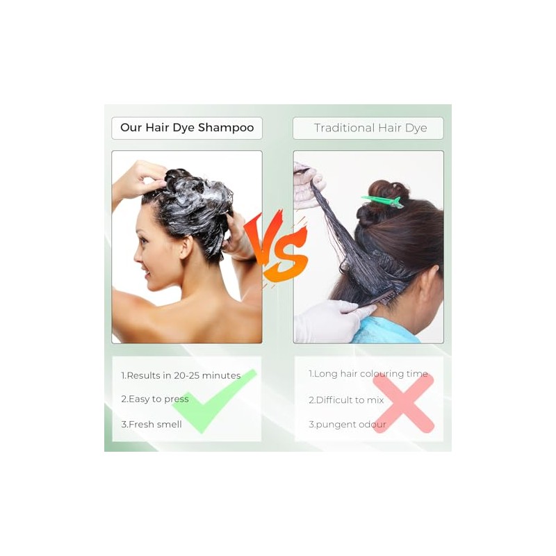 KAISASA Champú para teñir el cabello negro 3 en 1