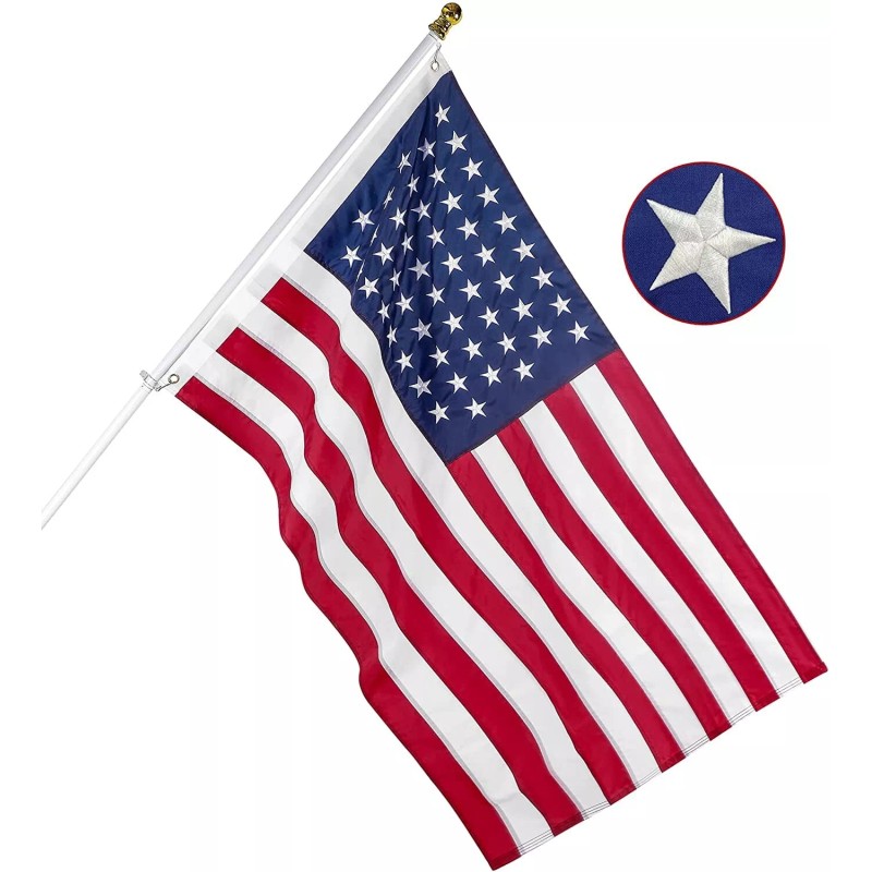QLASH 3x5 American Flag Embroidered Stars Outdoor Heavy Duty Stitched