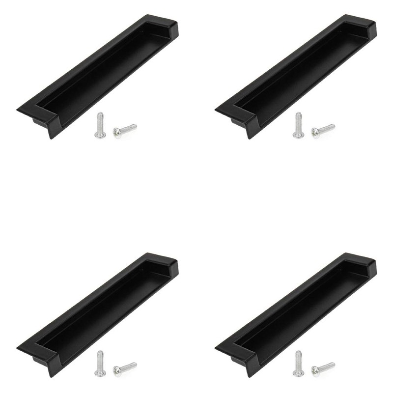 Quluxe 5 Inch Black Recessed Pull, Zinc Alloy Flush Pull