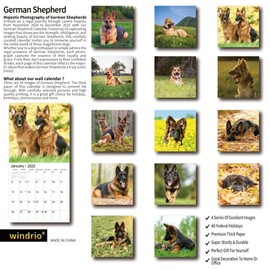 2025 Wall Calendar,Calendar 2025, November 2024 - December 2025, Wall Calendar German Shepherds, 12" x 24" Opened,Full Page Months Thick & Sturdy Paper for Calendar Organizing & Planning