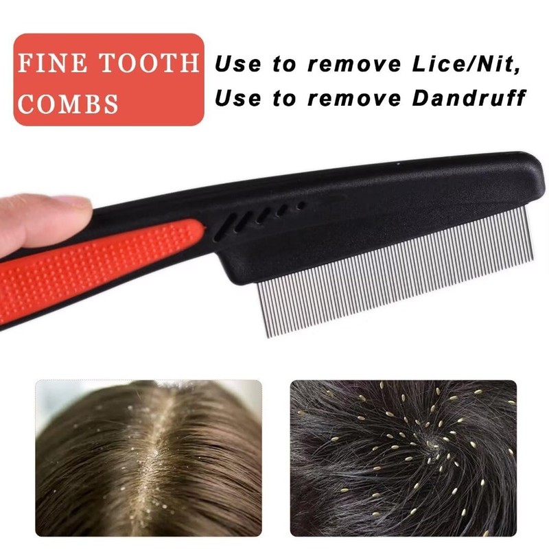Msloosily 2 Pieces Dandruff Comb, Stainless Steel Fine Tooth Comb
