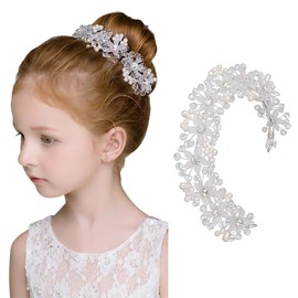 wenjeso Kids Headband Girls Pearl Flower Garland Headband Hair Accessories for Kids Photography Birthday Party Recital Stage Princess Style Soft Material Long Time Wearing Comfortable -sv