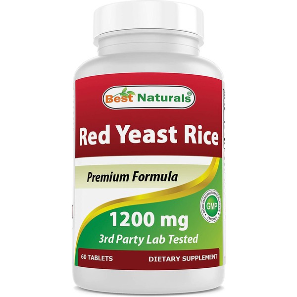 Best Naturals Red Yeast Rice 1200 Mg Tablet for Healthy Cholesterol Level, 60 Count (817716015859)