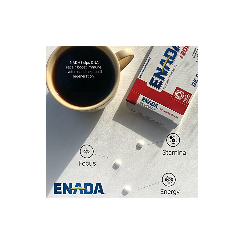 Original Enada Co E1 NADH, Mojo, 20 Mg, 30 pastillas