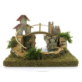Bertoni Wooden Mountain Lake with Bridge and Tree, Wood, Multi-Colour, One Size