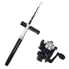 Portable 38" / 55" Telescopic Mini Pen Fishing Rod and Reel Combos, Pocket Fish Pole for All Season Fishing in Rivers, Lakes, Rafts, Ice, etc. (Pen Fishing Rod and Reel, 38inches / 1.0M)