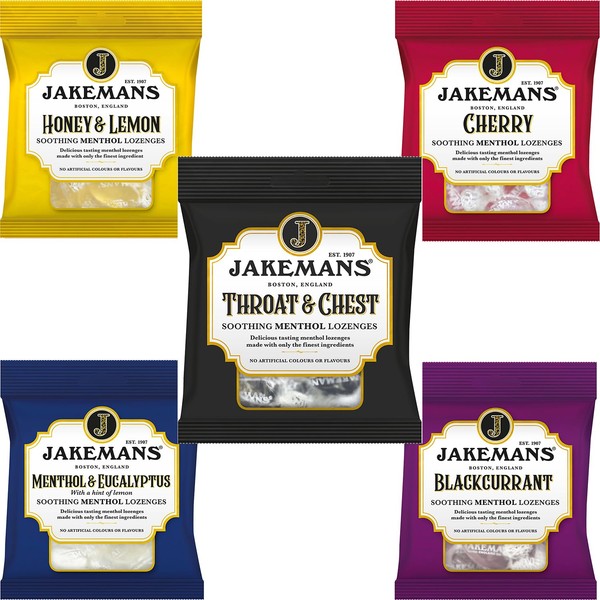 Jakemans Soothing Menthol Lozenges Variety Pack, 5 Flavors - Honey