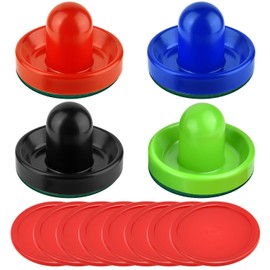 Coopay Air Hockey Pushers and Pucks, Air Hockey Paddles, Goal Handles Paddles Replacement Accessories for Game Tables (4 Striker, 8 Red Puck Pack)