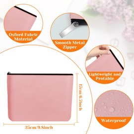 Blank Makeup Bag With Zipper Large Capacity Travel Cosmetic Bag Multi Purpose Oxford Fabric Zipper Bags DIY Craft Bag Makeup Pouch for Cosmetics Stationery Storage Christmas Birthday Gift(Pink)