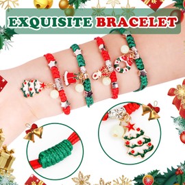 AKONE Christmas Friendship Bracelets, Pack of 12, Glow-in-the-Dark Christmas Bracelets, Adjustable Braided Bracelet with Pendant for Children, Advent Calendar, Jewellery, Christmas Decoration, Metal,