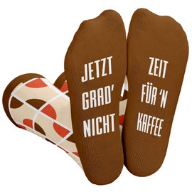 Silly Soles Premium Funny Socks Unisex - Funny Gifts for Men and Boys - Birthday Gift Funny - Football Fan Item Football Germany - Play - Reading - Leisure, One Size 37-43, Time for coffee